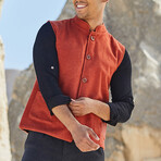 Mandarin Collar Vest // Orange (XS)