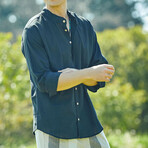 Mandarin Collar Shirt // Black (XS)