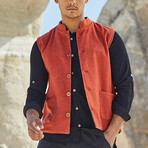 Mandarin Collar Vest // Orange (XS)
