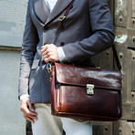 In Cold Blood // Full Grain Leather Briefcase // Brown (Brown)