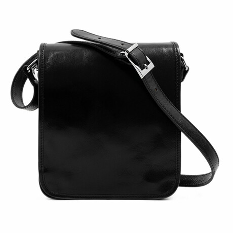 On The Road // Leather Messenger Bag // Black