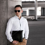 On The Road // Leather Messenger Bag // Black