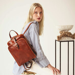 Clarissa // Leather Backpack // Cognac Brown