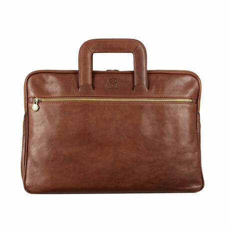 Brave New World // Leather Briefcase // Cognac Brown