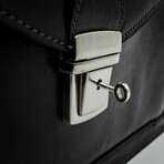 The Magus // Classic Design Full Grain Italian Leather Briefcase // Black