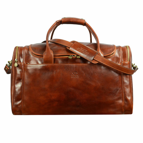 The Hitchhikers Guide to the Galaxy // Italian Leather Duffel Bag // Brown