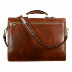 The Magus // Classic Design Full Grain Italian Leather Briefcase // Brown