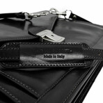 The Magus // Classic Design Full Grain Italian Leather Briefcase // Black