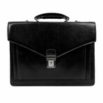 The Magus // Classic Design Full Grain Italian Leather Briefcase // Black