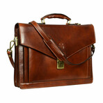 The Magus // Classic Design Full Grain Italian Leather Briefcase // Brown