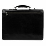 The Magus // Classic Design Full Grain Italian Leather Briefcase // Black