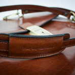 Arthur // Single Compartment Leather Briefcase // Amber