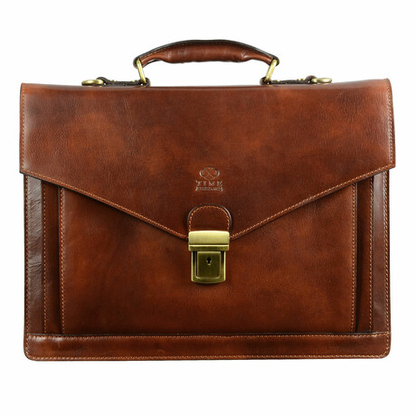 The Magus // Classic Design Full Grain Italian Leather Briefcase // Brown