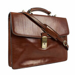 Arthur // Single Compartment Leather Briefcase // Amber