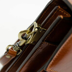The Magus // Classic Design Full Grain Italian Leather Briefcase // Cognac Brown