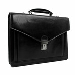 The Magus // Classic Design Full Grain Italian Leather Briefcase // Black