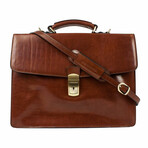 Arthur // Single Compartment Leather Briefcase // Amber