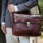 In Cold Blood // Full Grain Leather Briefcase // Brown (Brown)