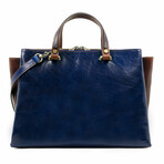 The Scarlet Letter // Leather Tote Bag Shoulder Bag // Blue