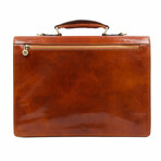 The Magus // Classic Design Full Grain Italian Leather Briefcase // Cognac Brown
