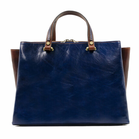 The Scarlet Letter // Leather Tote Bag Shoulder Bag // Blue