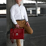 The Sound of the Mountain // Leather Briefcase // Red