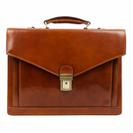 The Magus // Classic Design Full Grain Italian Leather Briefcase // Cognac Brown