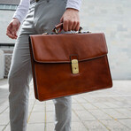 Arthur // Single Compartment Leather Briefcase // Amber