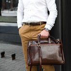 Brave New World // Leather Briefcase // Dark Brown