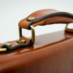 The Magus // Classic Design Full Grain Italian Leather Briefcase // Cognac Brown
