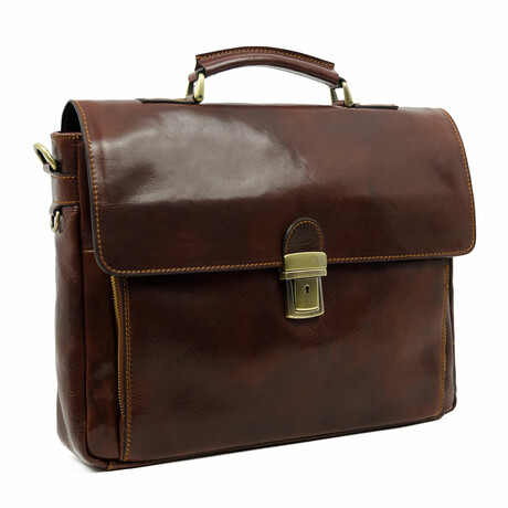 In Cold Blood // Full Grain Leather Briefcase // Brown (Brown)