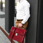 The Sound of the Mountain // Leather Briefcase // Red