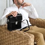 Walden // Small Leather Briefcase // Black