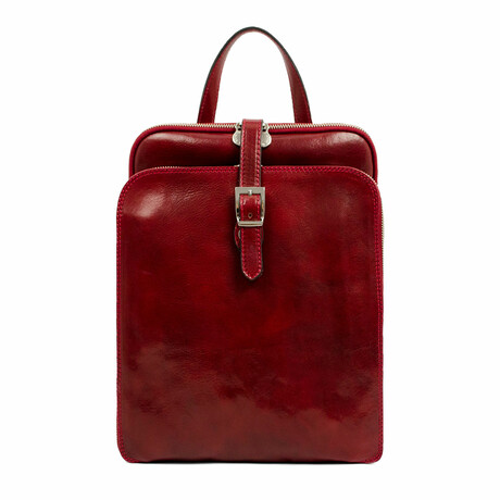 Clarissa // Convertible Leather Backpack // Red