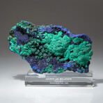 Natural Azurite With Malachite Cluster + Acrylic Display Stand
