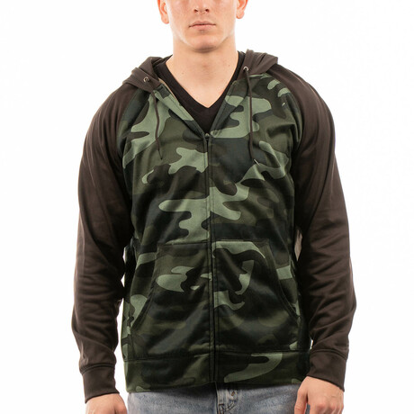 Full Zip // Green Camo + Black (S)