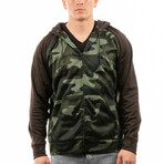 Full Zip // Green Camo + Black (L)