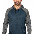 Full Zip // Heather Navy + Heather Charcoal (2XL)