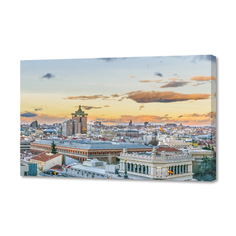 Aerial View Madrid Cityscape Panoramic (12"H x 8"W x 0.75"D)