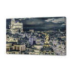 Madrid Cityscape Night Scene Aerial View (12"H x 8"W x 0.75"D)