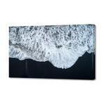 White Waters and Black Sand Coastal Landscape Photograph (30"H x 20"W x 1.5"D)