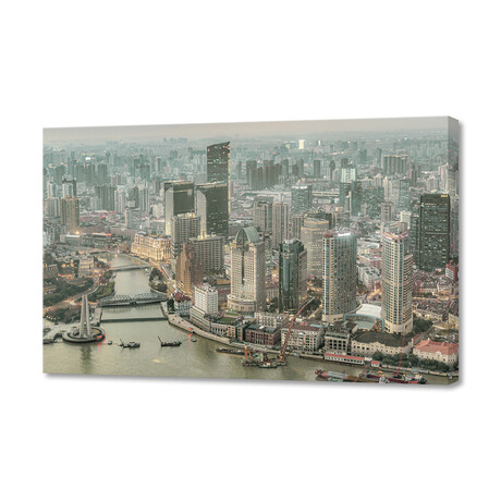 Lujiazui District Aerial View, Shanghai China (12"H x 8"W x 0.75"D)