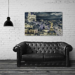 Madrid Cityscape Night Scene Aerial View (12"H x 8"W x 0.75"D)