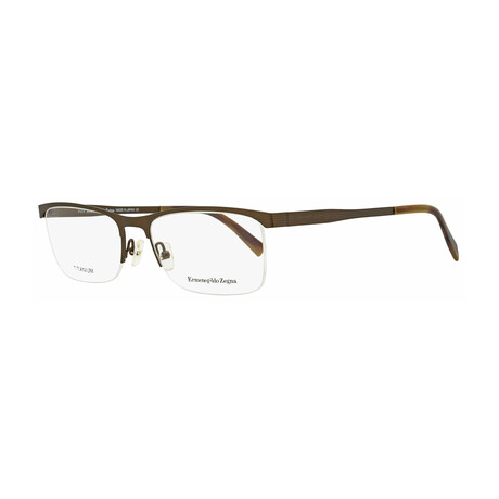 Ermenegildo Zegna Semi-Rimless Eyeglasses // Bronze + Brown Horn