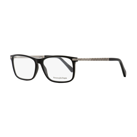 Ermenegildo Zegna Rectangular Eyeglasses // Black + Gunmetal