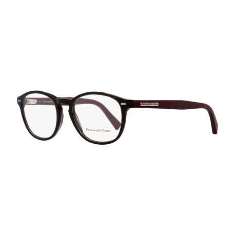Ermenegildo Zegna Oval Eyeglasses // Black Stripe + Burgundy