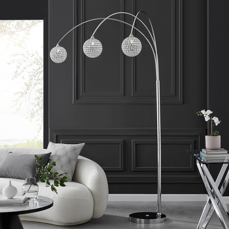 Horizontal Crystal Spheres Floor Lamp // 3 Light