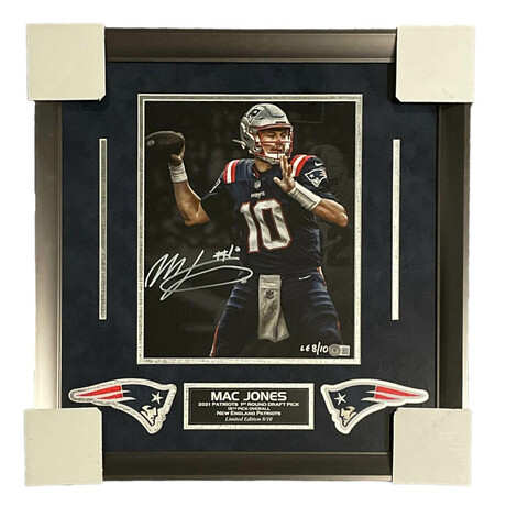 Mac Jones // New England Patriots // Signed Photograph + Framed // Limited Edition #8/10