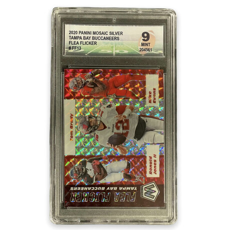 Tom Brady, Mike Evans & Ronald Jones Jr. // 2020 Panini Mosaic Silver Flea Flicker // DGA 9 Mint