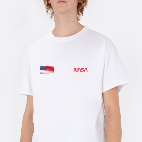 Red NASA + USA T-Shirt // White (Small)